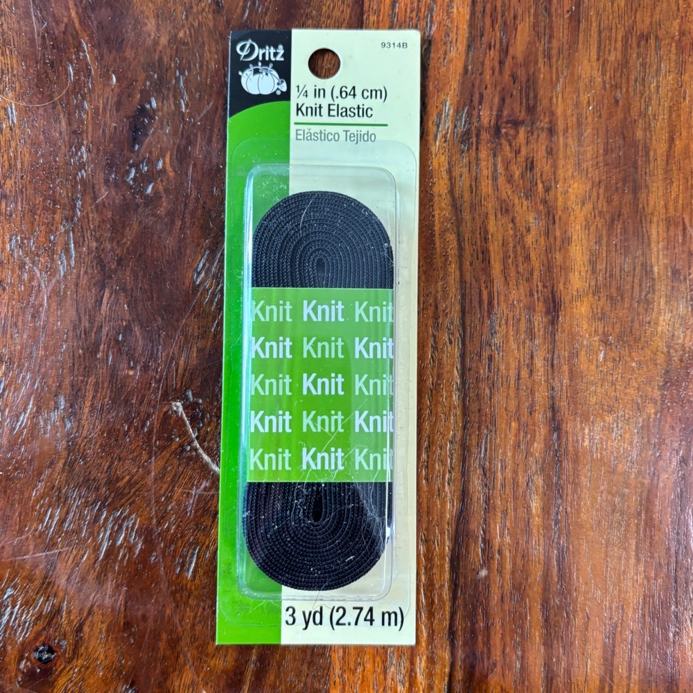 Dritz 9314B Black Knit Elastic 1/4 Inch x3 Yards Soft Curl Resistant Sewing Trim